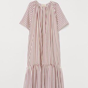 ISO: H&M Pink/Cream Striped Maxi Dress - Silk Blend Size SMALL